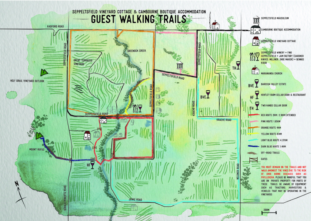 Illustrative walking trails map of western Barossa