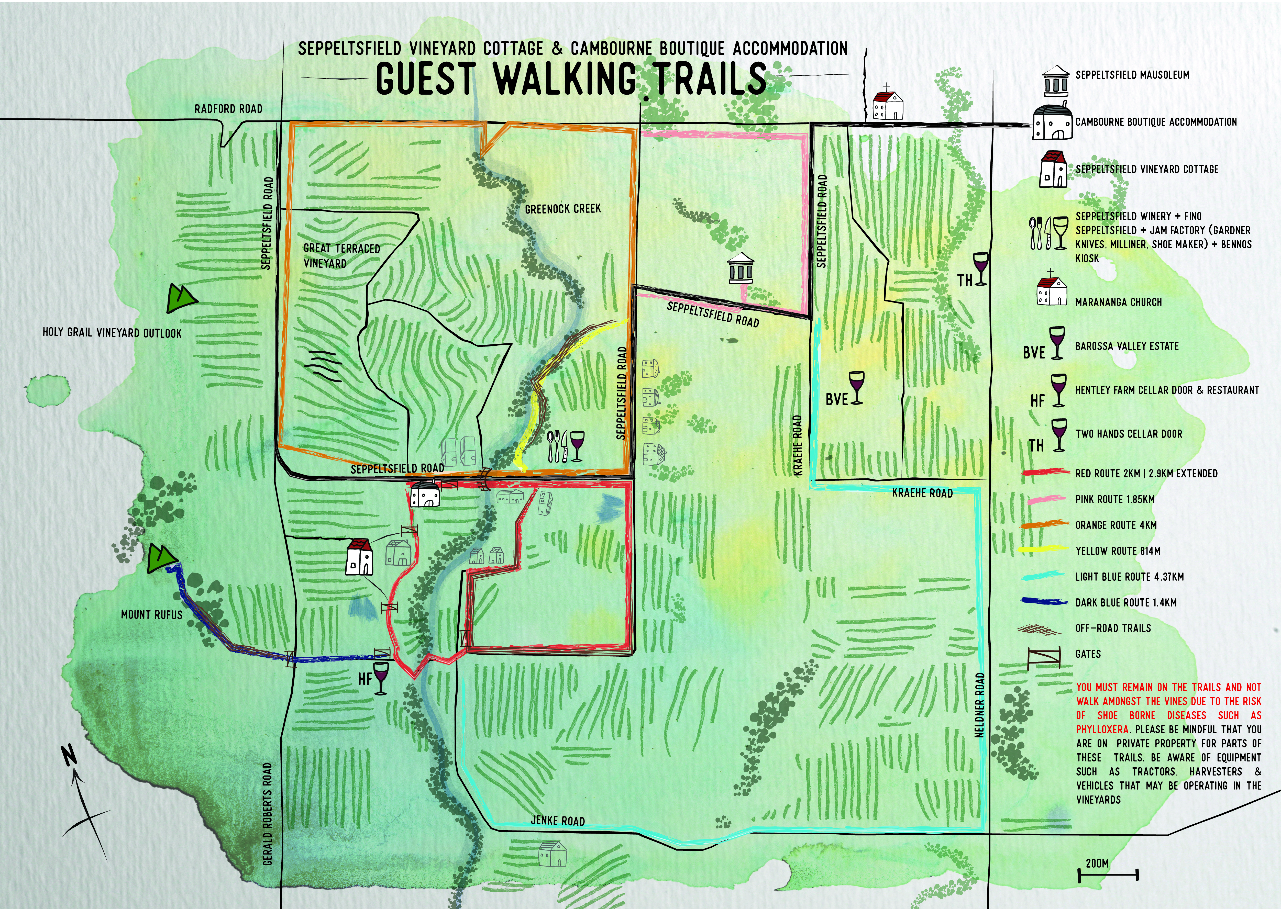 Illustrative walking trails map of western Barossa